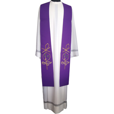 Reversible Stole for Catholic Priests white purple