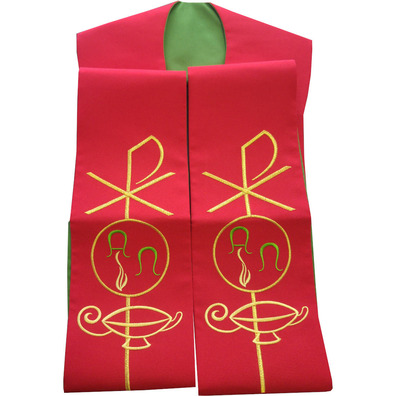 Reversible Stole for Catholic Priests red / green