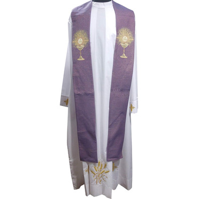 Viscose stole decorated with purple chalice