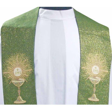 Viscose stole decorated with green chalice