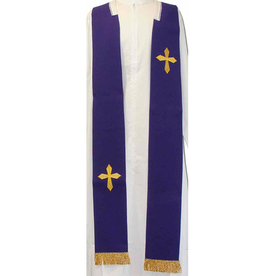 Stole with Crosses and purple gold fringe