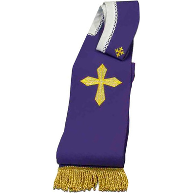 Stole with Crosses and purple gold fringe