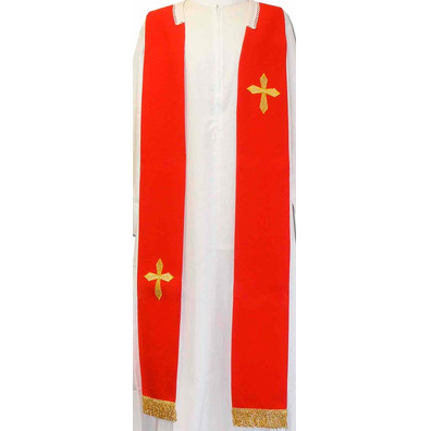 Stole with Crosses and red gold fringe