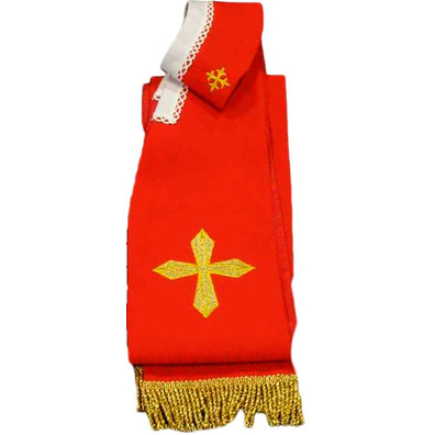 Stole with Crosses and red gold fringe