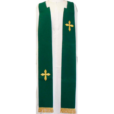 Stole with Crosses and green gold fringe