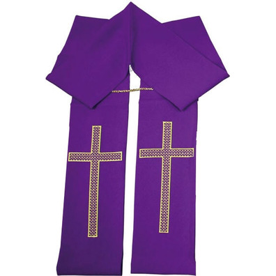 Stolon with purple embroidered golden cross