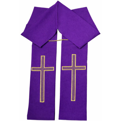 Stolon with purple embroidered golden cross