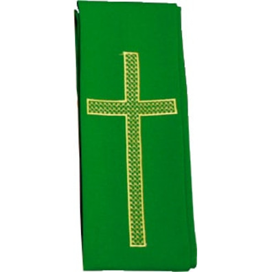 Stolon with green embroidered golden cross