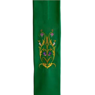 Stolon with various green embroidered liturgical motifs