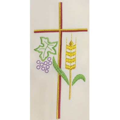 Stolon embroidered with Cross, ear of wheat and beige grapes