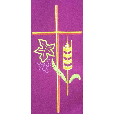 Stolon embroidered with Cross, ear of wheat and purple grapes