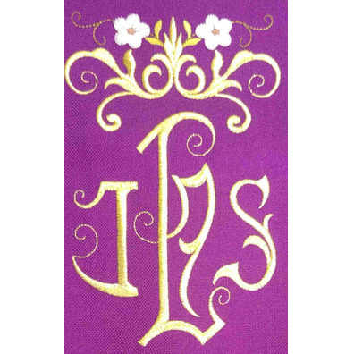 Stolon in the four liturgical colors with purple embroidered JHS