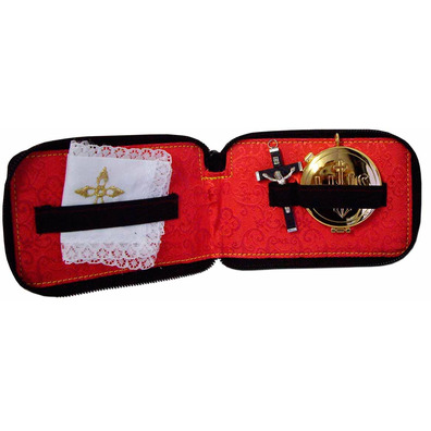 Sacramental bag with imitation leather exterior and red interior