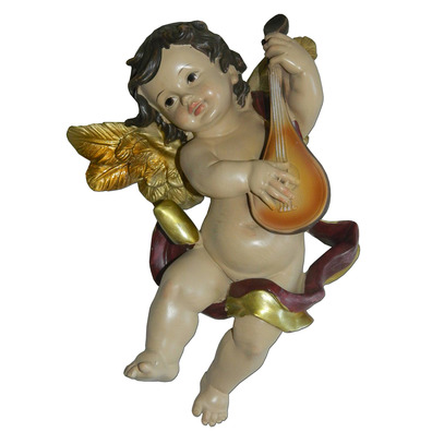 Angel with mandolin made of marble
