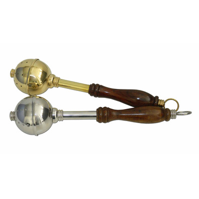 Silver metal swab with wooden handle