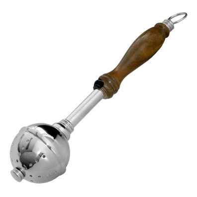 Silver metal swab with wooden handle