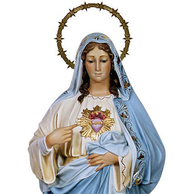 Sacred Heart of Mary with blue and white dress