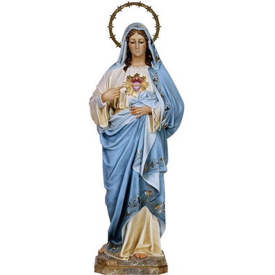 Sacred Heart of Mary with blue and white dress