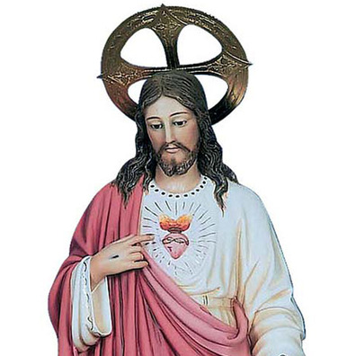 Sacred Heart of Jesus with hand on the chest