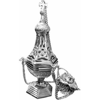 Gothic style metal censer | Spanish botafumeiro nickel plated