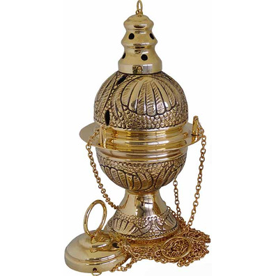 Censer with navetas and spoons made of gold cast iron