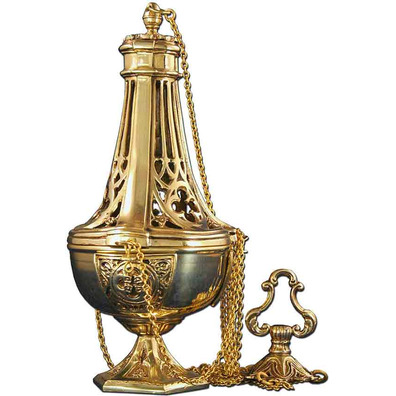 Gothic-style bronze censer