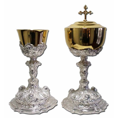 Rococo goblet in bronze with gold and silver plating