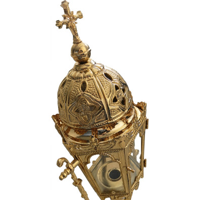 Metal processional lantern golden color