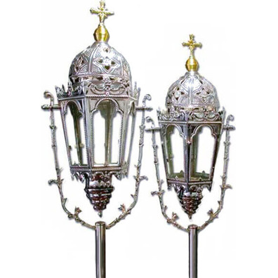 Silver metal processional lanterns