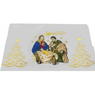 Christmas tablecloth with religious motifs
