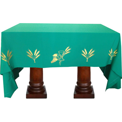 Communion table cloth for altar table with fabric green