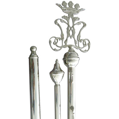 Silver banner rod with insignia of Mary