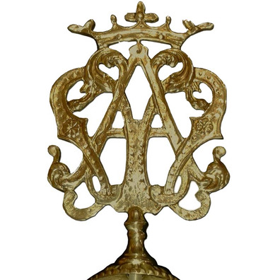 Bronze standard-bearing wand with Marian insignia