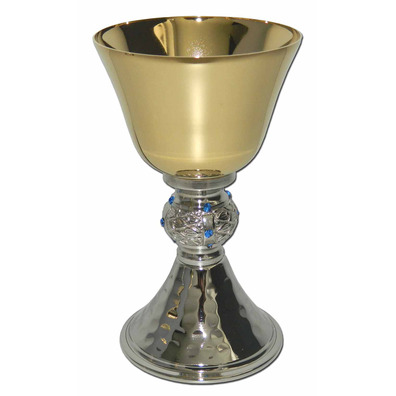 Small chalice or mini chalice made of two-tone metal