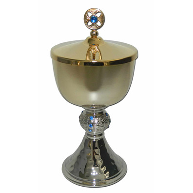 Mini ciborium in two-tone gold-plated metal