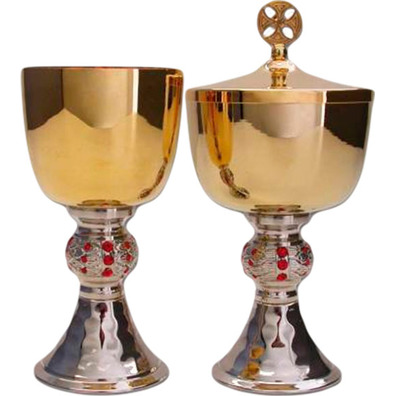 Two-tone metal mini ciborium with red gold plating