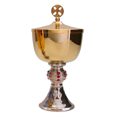 Two-tone metal mini ciborium with red gold plating