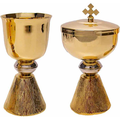 Gold mini ciborium with lid with Cross