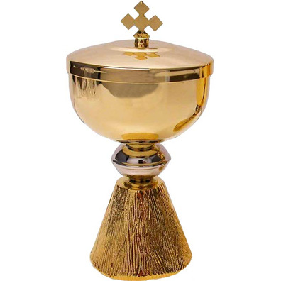 Gold mini ciborium with lid with Cross