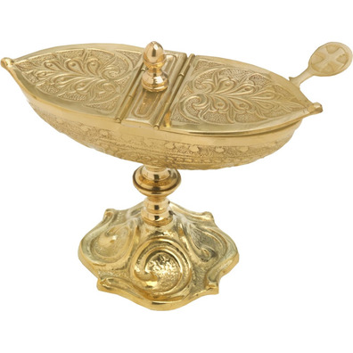 Church incense boat made of brass golden color