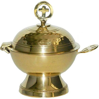 Spherical incense boat for Catholic Church use