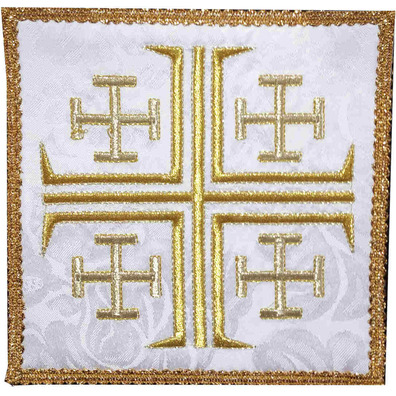 Crosses of Jerusalem | Catholic altar cloth pall white