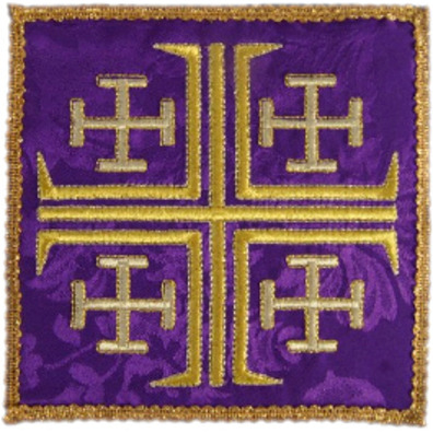 Crosses of Jerusalem | Catholic altar cloth pall purple