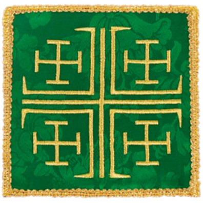 Crosses of Jerusalem | Catholic altar cloth pall green