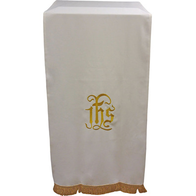 Lectern cover cloth with white JHS embroidery