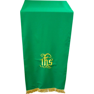 Lectern cover cloth with JHS green embroidery
