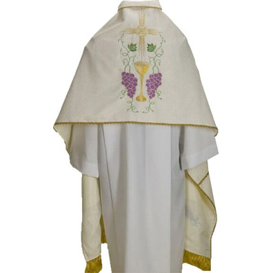 Shoulder cloth in polyester with liturgical embroidery