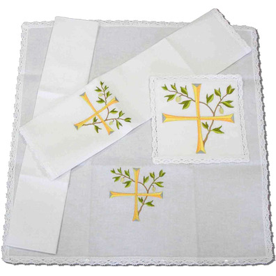 Altar linen set with embroidered Cross