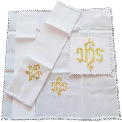Altar set with JHS embroidered with gold thread