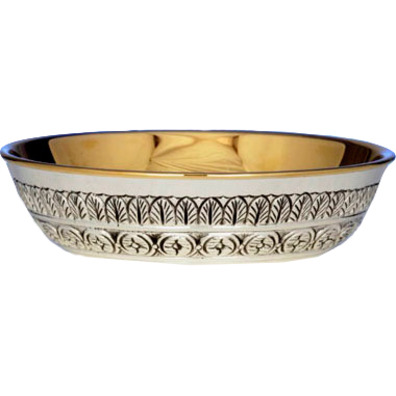 Silver paten with simple carving
